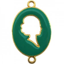 Bedel 2 ogen Camee Goud-emerald green